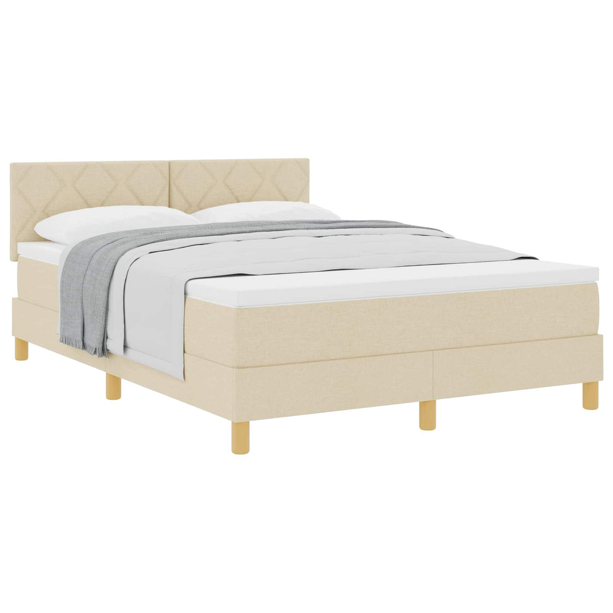 Κρεβάτι με ελατήρια με μαξιλάρι Κρεμ 140 x 190 cm ύφασμα