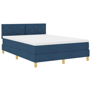 Κρεβάτι με ελατήρια με μαξιλάρι Μπλε 140 x 190 cm ύφασμα - Pakobazaar