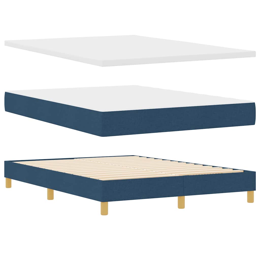 Κρεβάτι με ελατήρια με μαξιλάρι Μπλε 140 x 190 cm ύφασμα - Pakobazaar