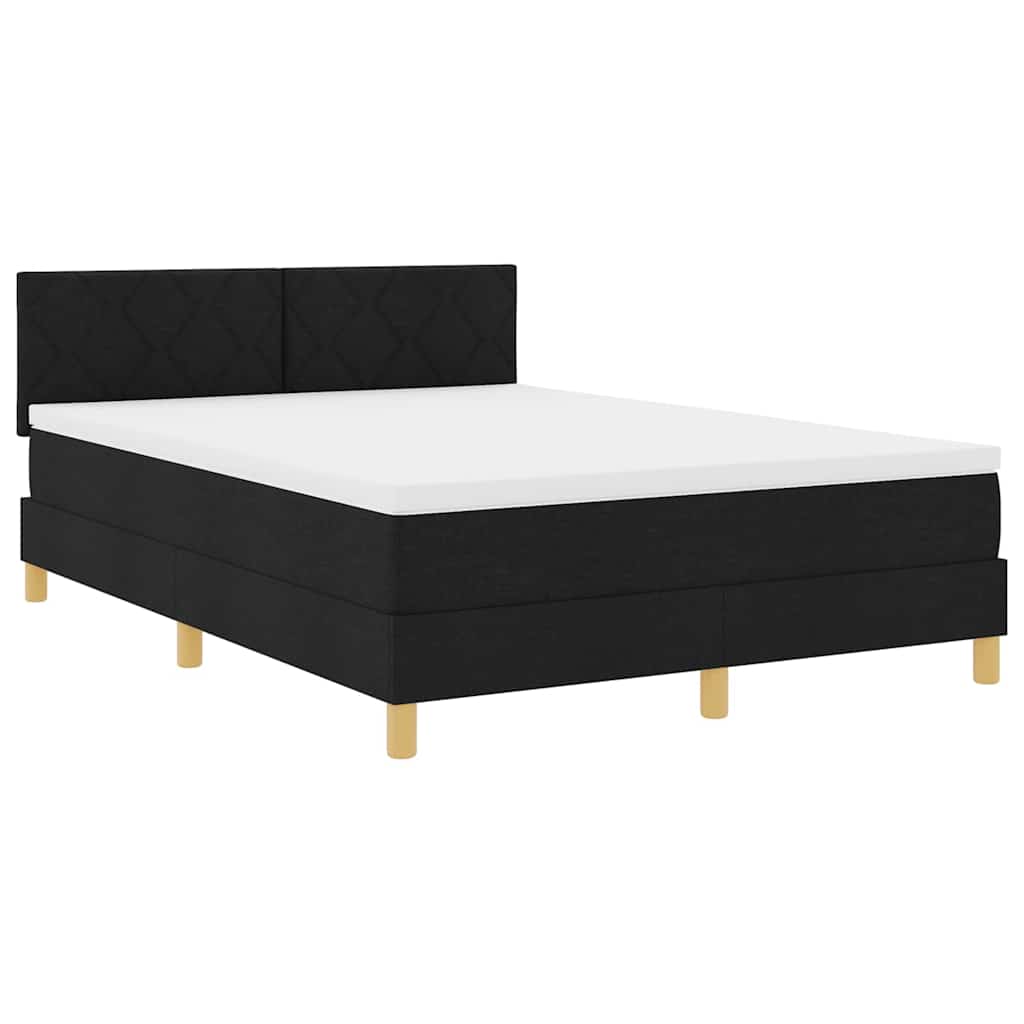 Κρεβάτι με ελατήρια με μαξιλάρι Μαύρο 140 x 200 cm ύφασμα - Pakobazaar