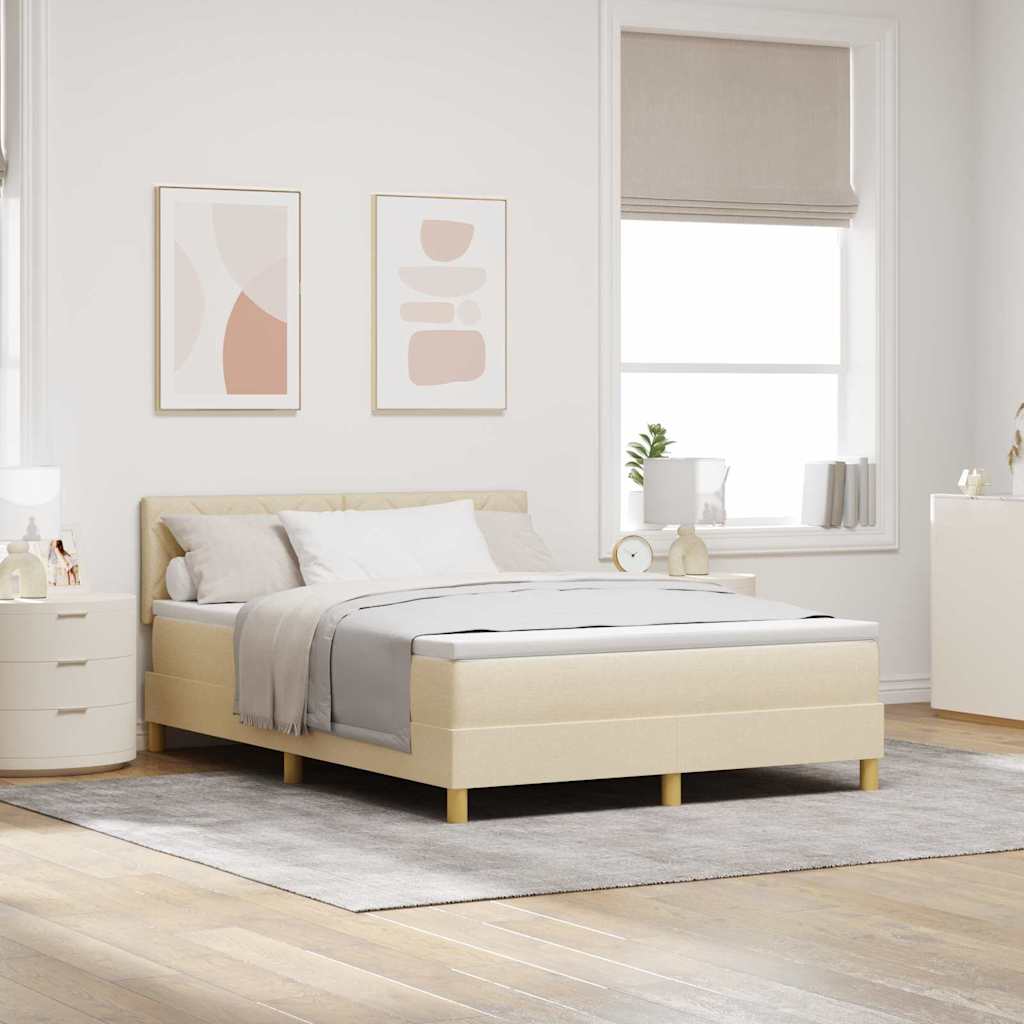 Κρεβάτι με ελατήρια με μαξιλάρι Κρεμ 140 x 200 cm ύφασμα - Pakobazaar