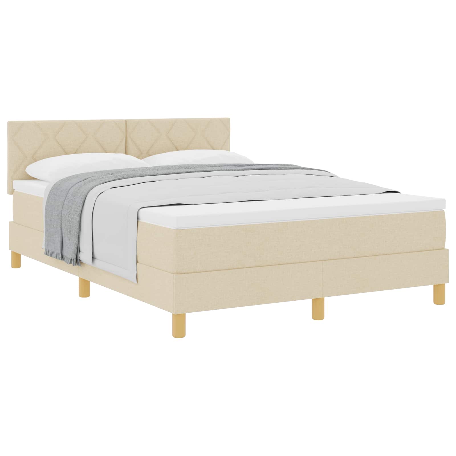Κρεβάτι με ελατήρια με μαξιλάρι Κρεμ 140 x 200 cm ύφασμα - Pakobazaar