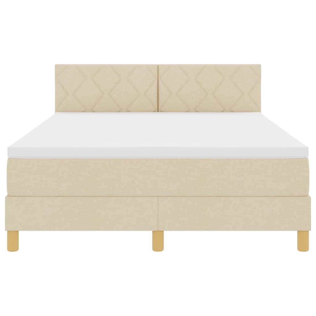 Κρεβάτι με ελατήρια με μαξιλάρι Κρεμ 140 x 200 cm ύφασμα - Pakobazaar