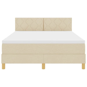 Κρεβάτι με ελατήρια με μαξιλάρι Κρεμ 140 x 200 cm ύφασμα - Pakobazaar
