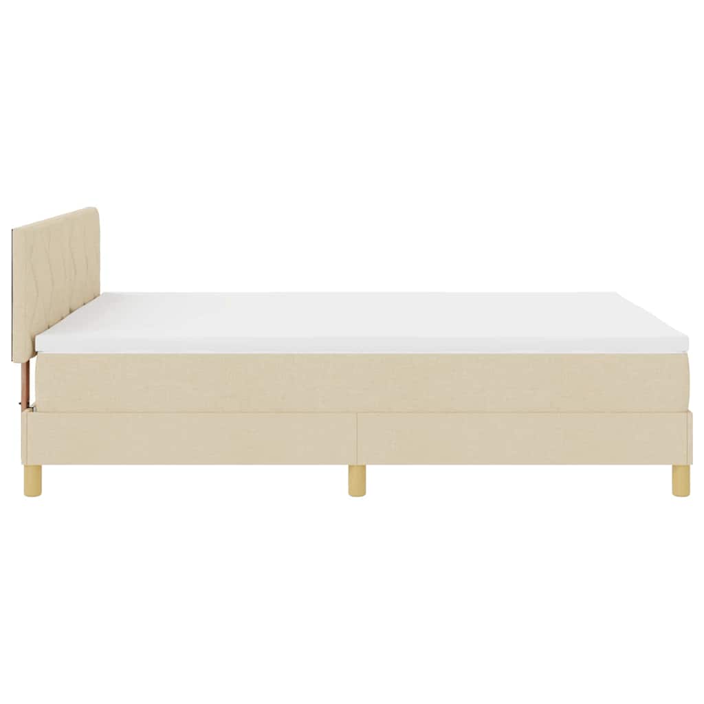 Κρεβάτι με ελατήρια με μαξιλάρι Κρεμ 140 x 200 cm ύφασμα - Pakobazaar
