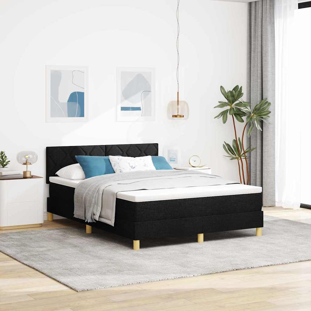 Κρεβάτι με ελατήρια με μαξιλάρι Μαύρο 160 x 200 cm ύφασμα - Pakobazaar