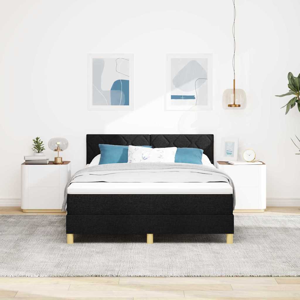 Κρεβάτι με ελατήρια με μαξιλάρι Μαύρο 160 x 200 cm ύφασμα - Pakobazaar