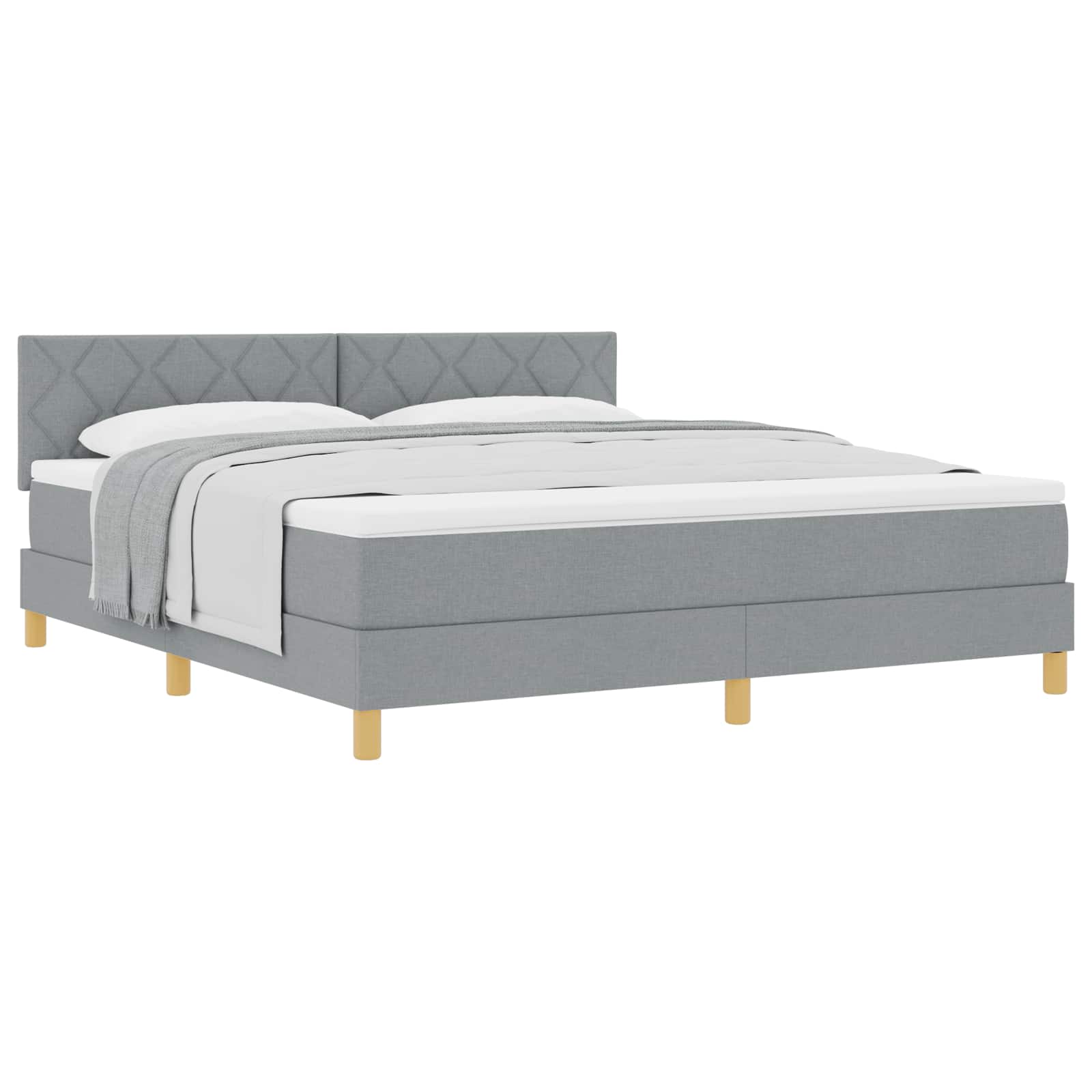Κρεβάτι με ελατήρια Ανοιχτό γκρι 180 x 200 cm ύφασμα - Pakobazaar