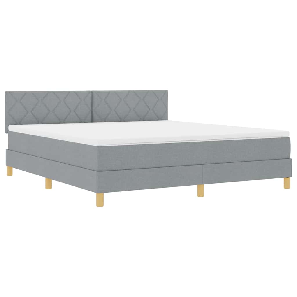 Κρεβάτι με ελατήρια Ανοιχτό γκρι 180 x 200 cm ύφασμα - Pakobazaar