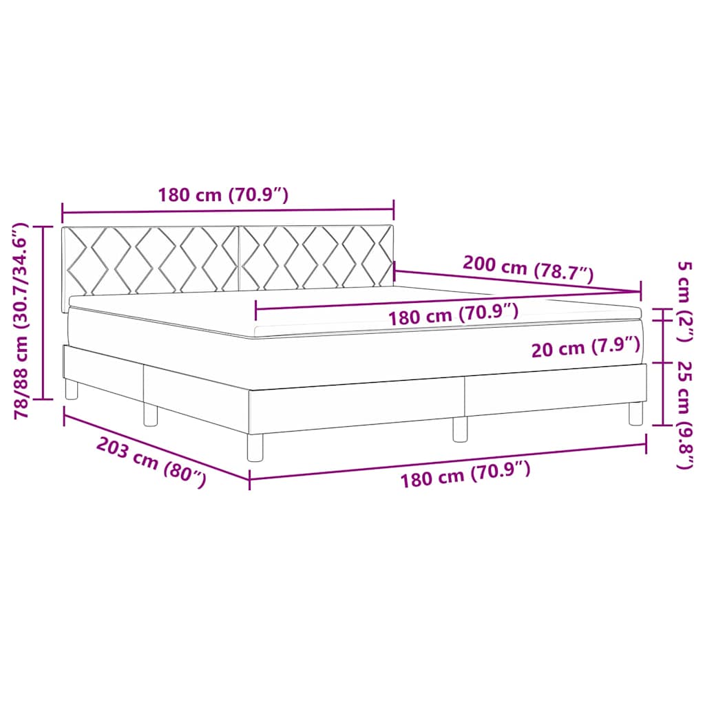Κρεβάτι με ελατήρια Ανοιχτό γκρι 180 x 200 cm ύφασμα - Pakobazaar