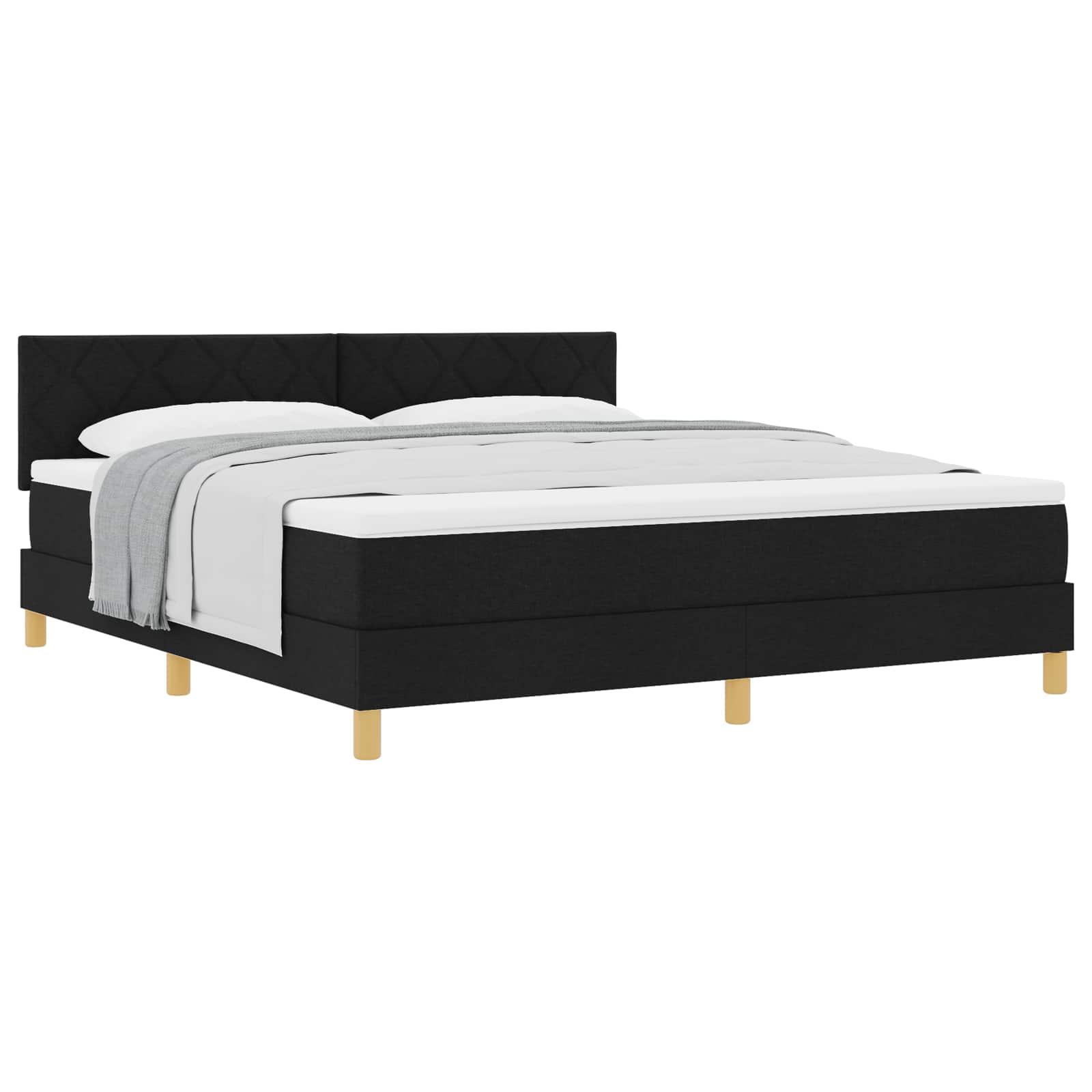 Κρεβάτι με ελατήρια με μαξιλάρι Μαύρο 180 x 200 cm ύφασμα - Pakobazaar
