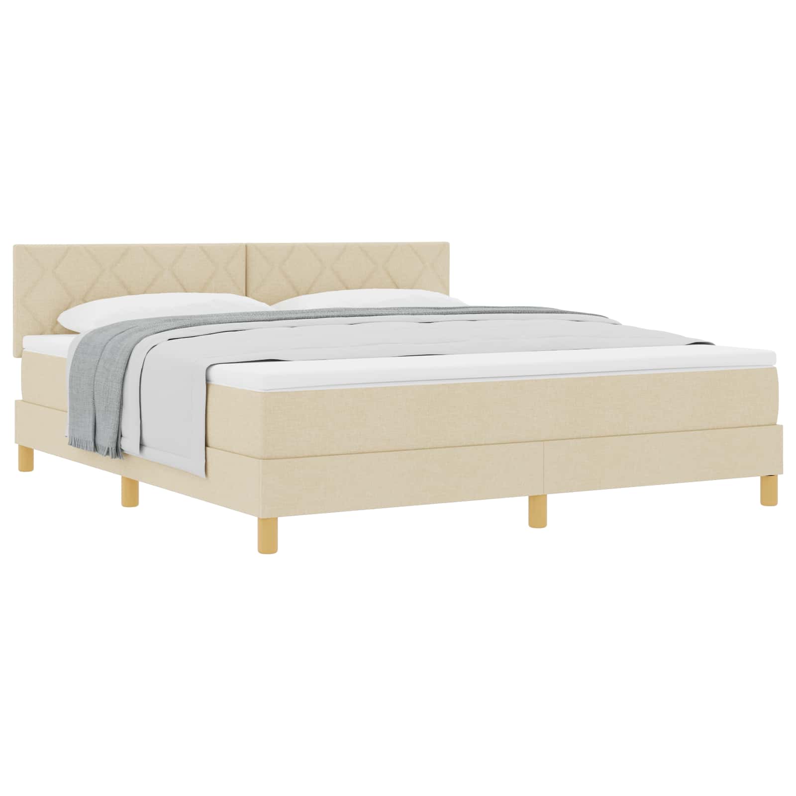 Κρεβάτι με ελατήρια με μαξιλάρι Κρεμ 180 x 200 cm ύφασμα - Pakobazaar