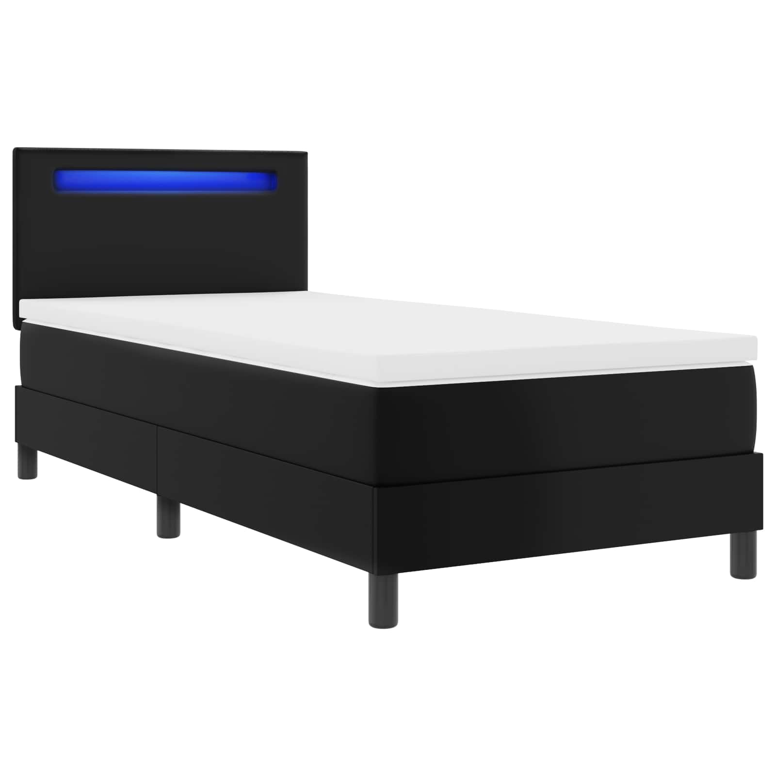 Κρεβάτι με ελατήρια με στρώμα Μαύρο 90 x 190 cm Τεχνητό δέρμα