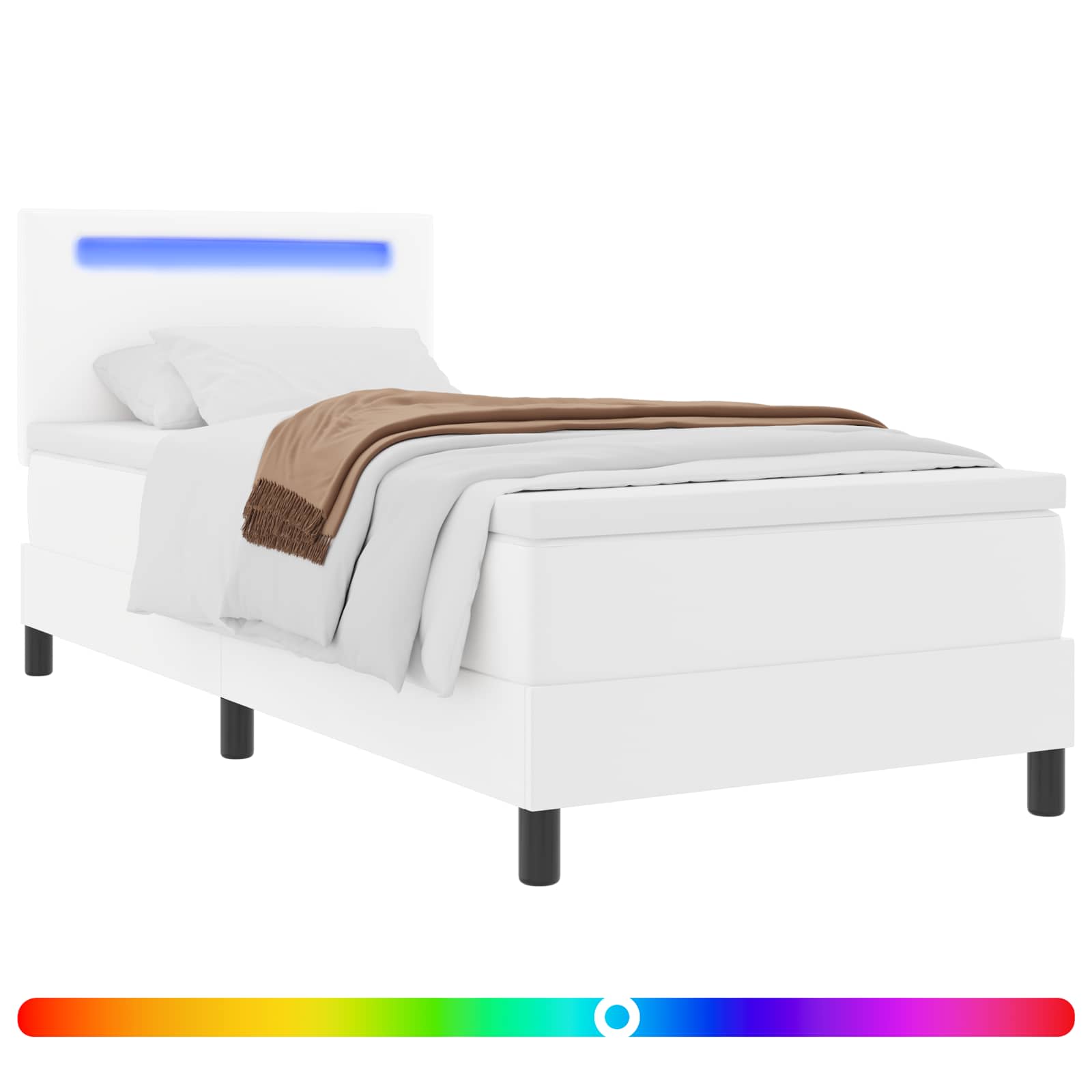 Κρεβάτι με ελατήρια με στρώμα Λευκό 90 x 190 cm Τεχνητό δέρμα