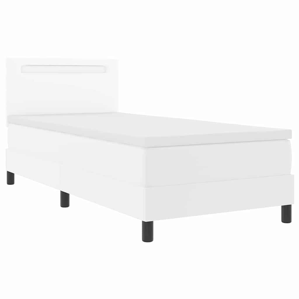 Κρεβάτι με ελατήρια με στρώμα Λευκό 100 x 200 cm Τεχνητό δέρμα - Pakobazaar
