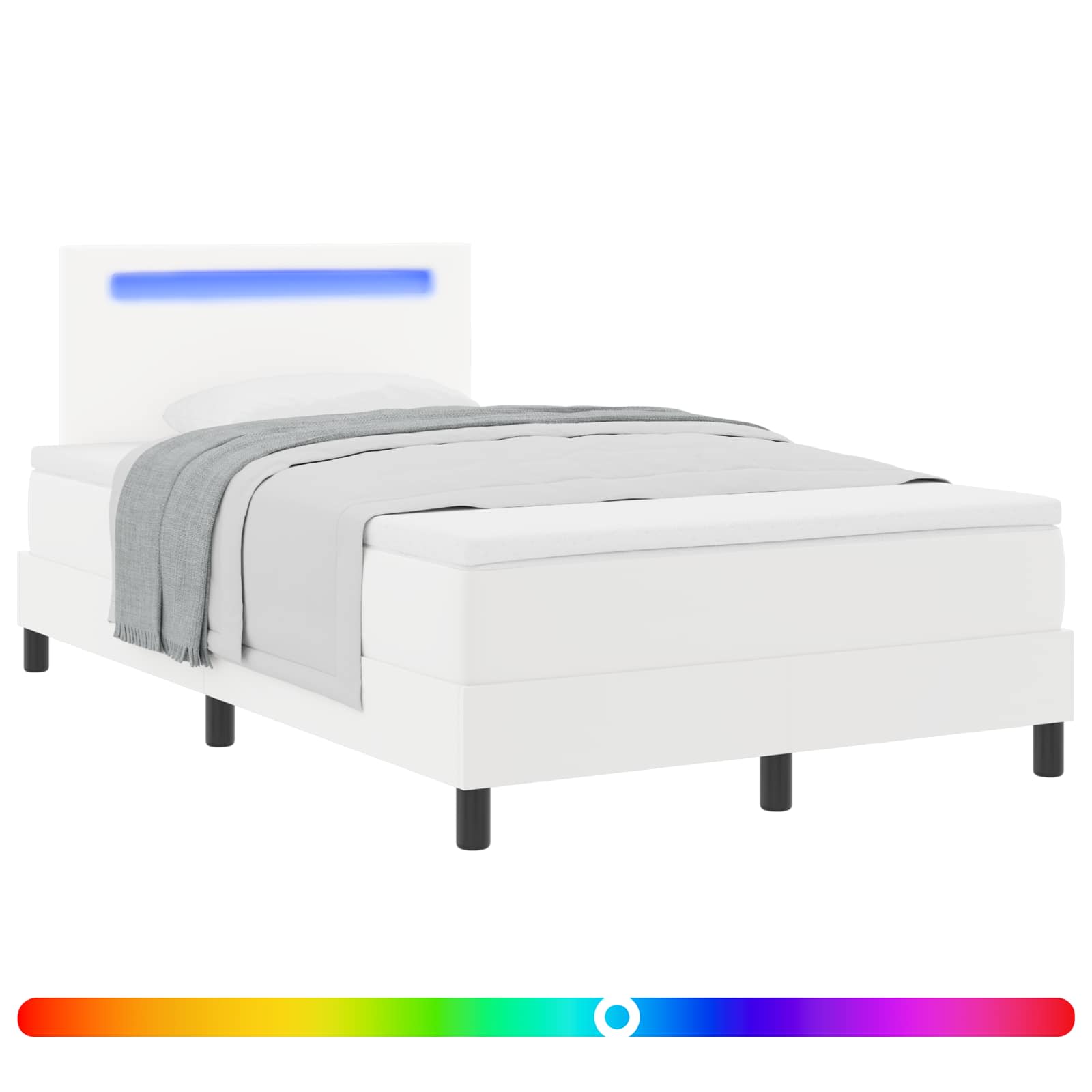 Κρεβάτι με ελατήρια με στρώμα Λευκό 120 x 190 cm Τεχνητό δέρμα - Pakobazaar