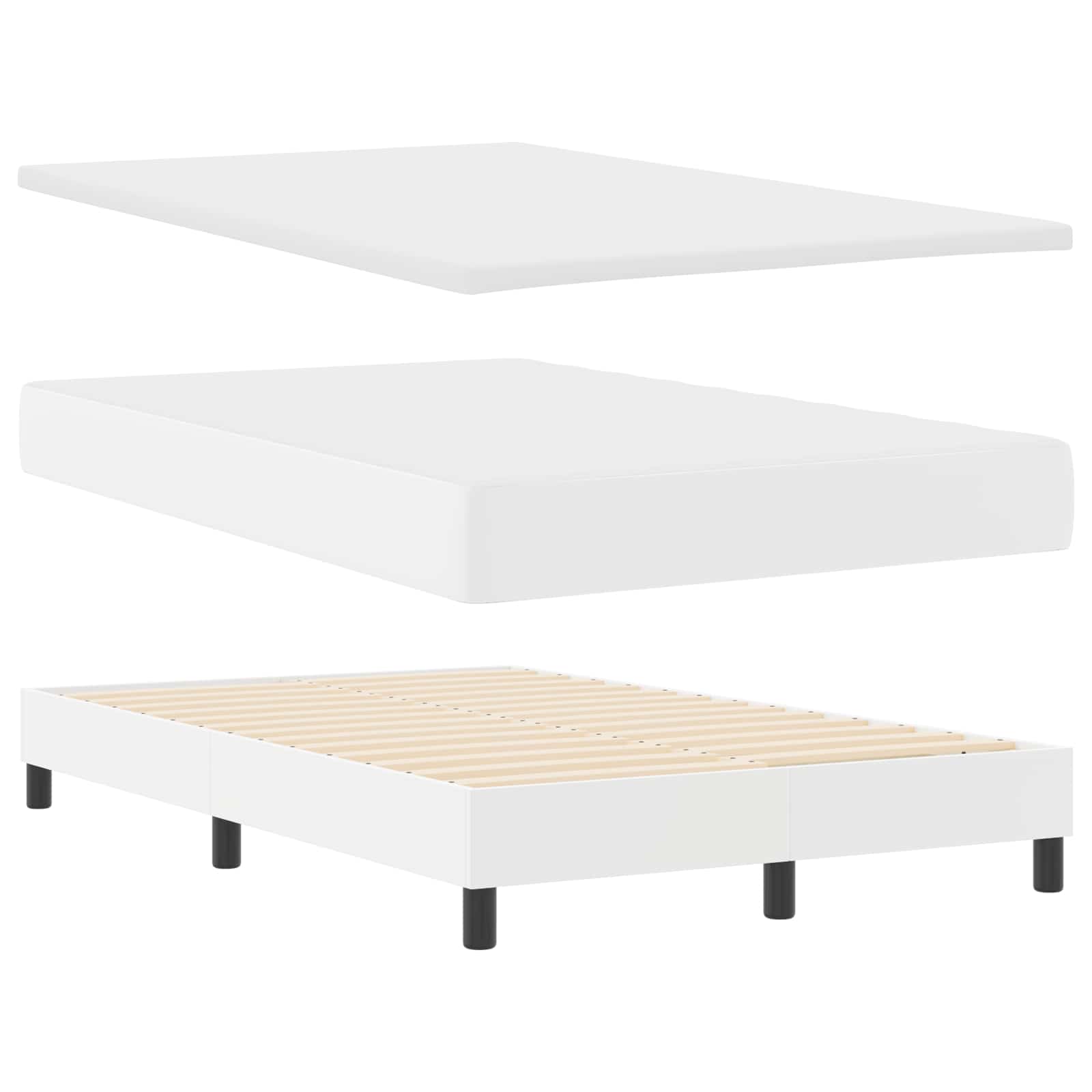 Κρεβάτι με ελατήρια με στρώμα Λευκό 120 x 190 cm Τεχνητό δέρμα - Pakobazaar