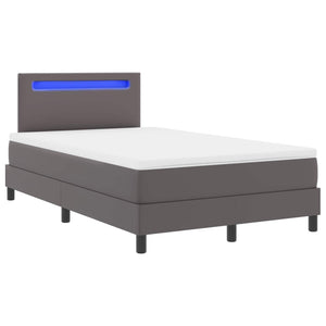 Κρεβάτι με ελατήρια με στρώμα Γκρι 120 x 190 cm Τεχνητό δέρμα - Pakobazaar