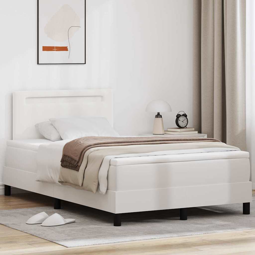 Κρεβάτι με ελατήρια με στρώμα Λευκό 120 x 200 cm Τεχνητό δέρμα - Pakobazaar