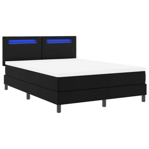 Κρεβάτι με ελατήρια με στρώμα Μαύρο 140 x 190 cm Τεχνητό δέρμα - Pakobazaar