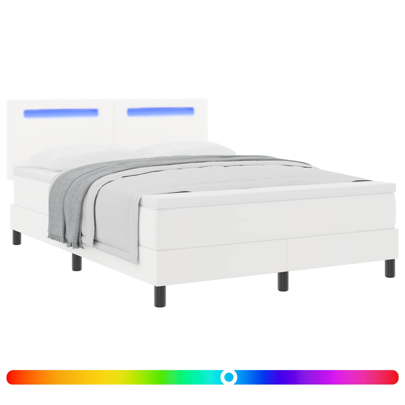 Κρεβάτι με ελατήρια με στρώμα Λευκό 140 x 190 cm Τεχνητό δέρμα
