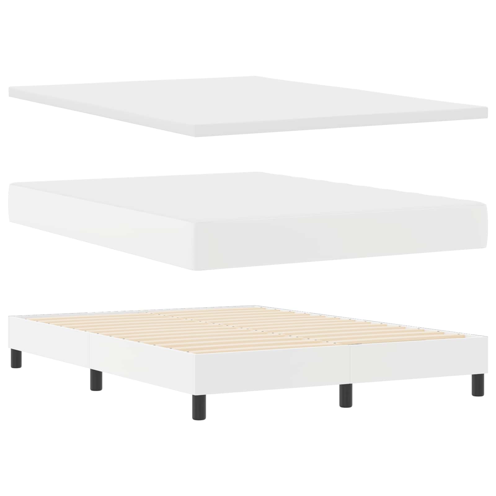 Κρεβάτι με ελατήρια με στρώμα Λευκό 140 x 190 cm Τεχνητό δέρμα