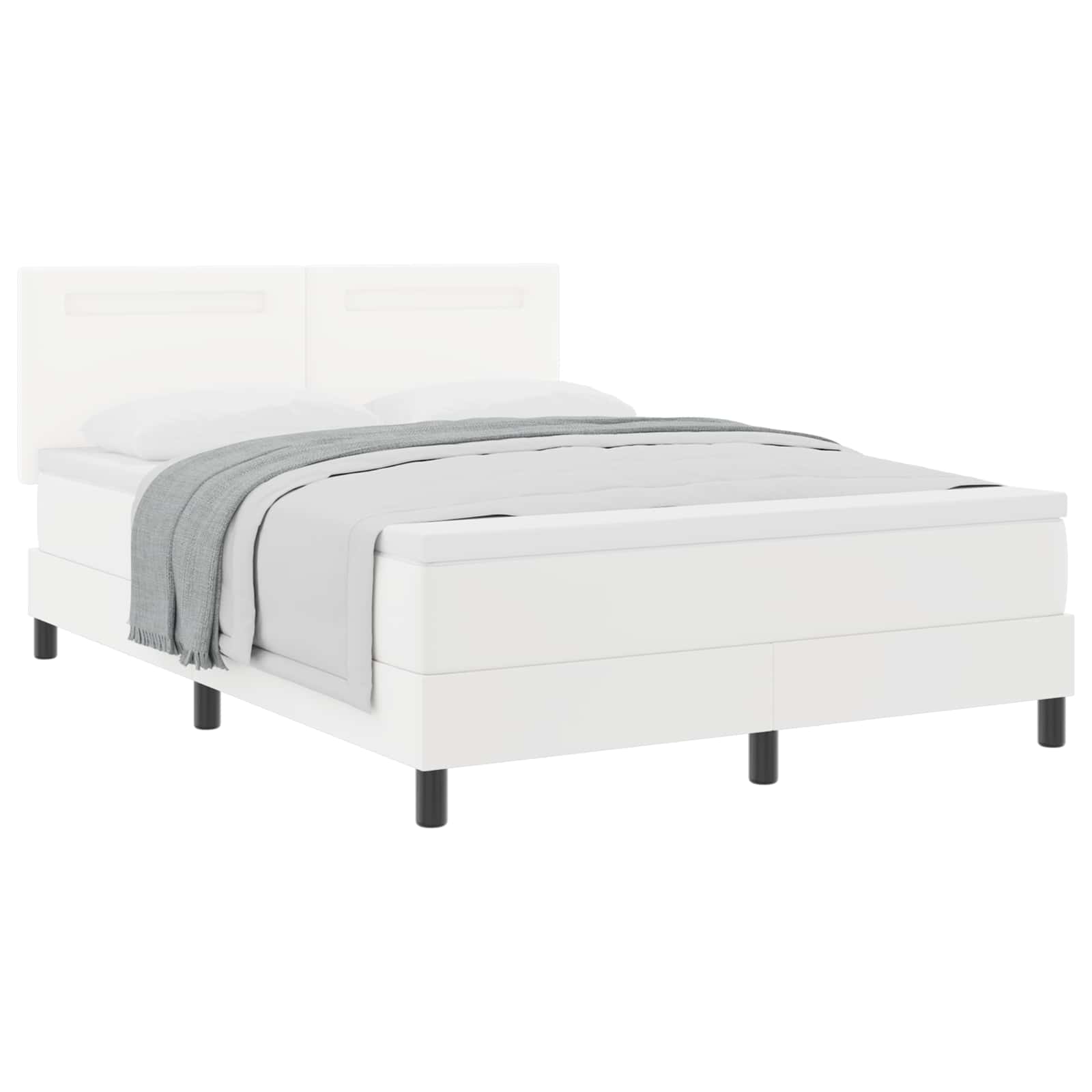 Κρεβάτι με ελατήρια με στρώμα Λευκό 140 x 190 cm Τεχνητό δέρμα