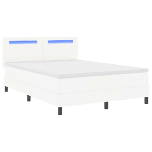 Κρεβάτι με ελατήρια με στρώμα Λευκό 140 x 200 cm Τεχνητό δέρμα - Pakobazaar