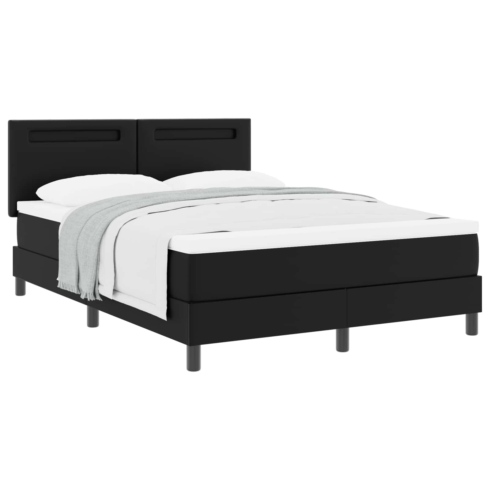 Κρεβάτι με ελατήρια με στρώμα Μαύρο 160 x 200 cm Τεχνητό δέρμα