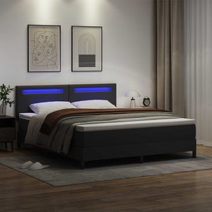 Κρεβάτι με ελατήρια Μαύρο 180 x 200 cm Τεχνητό δέρμα - Pakobazaar