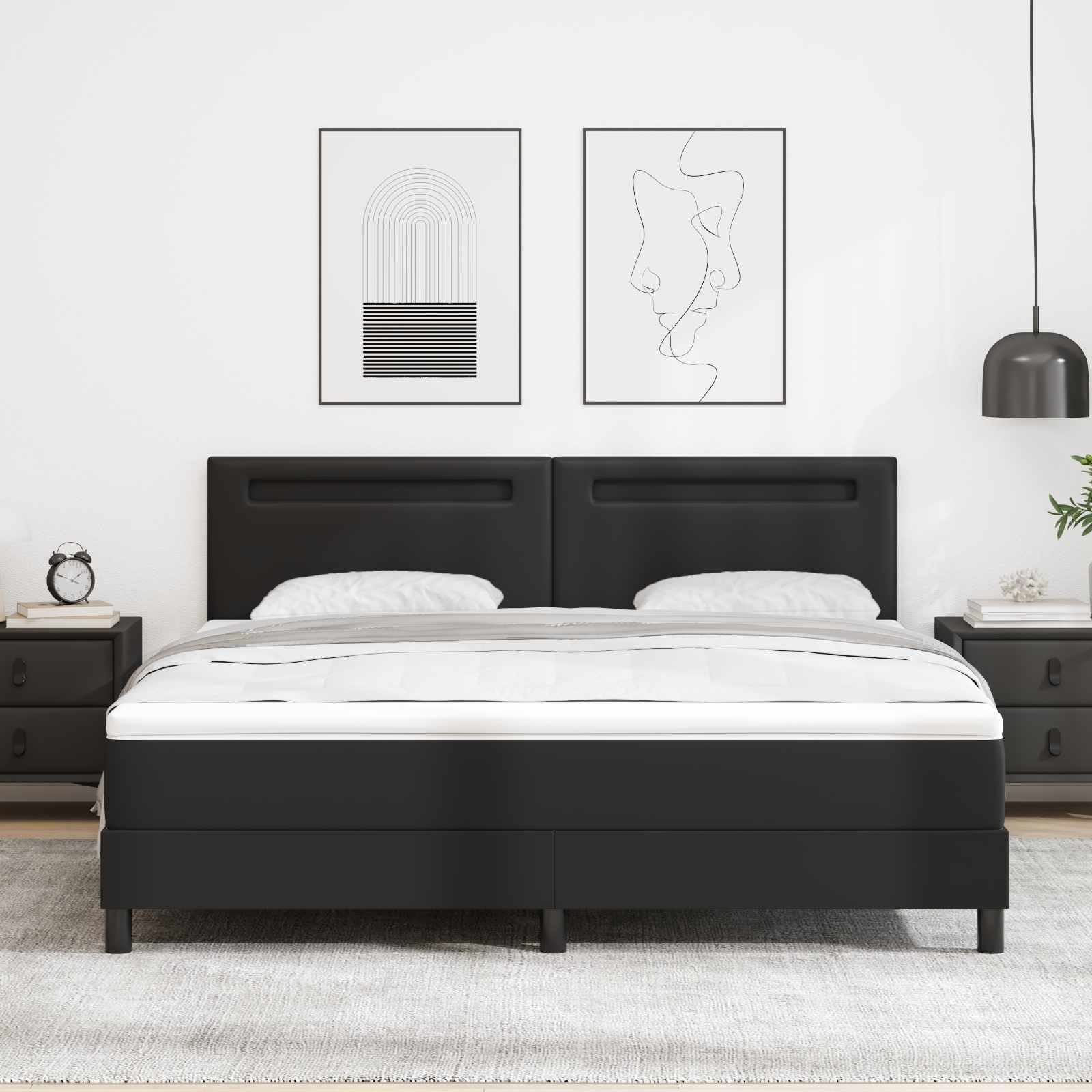 Κρεβάτι με ελατήρια Μαύρο 180 x 200 cm Τεχνητό δέρμα - Pakobazaar