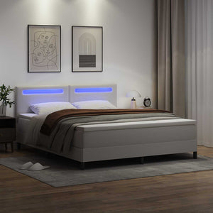 Κρεβάτι με ελατήρια με στρώμα Λευκό 180 x 200 cm Τεχνητό δέρμα - Pakobazaar