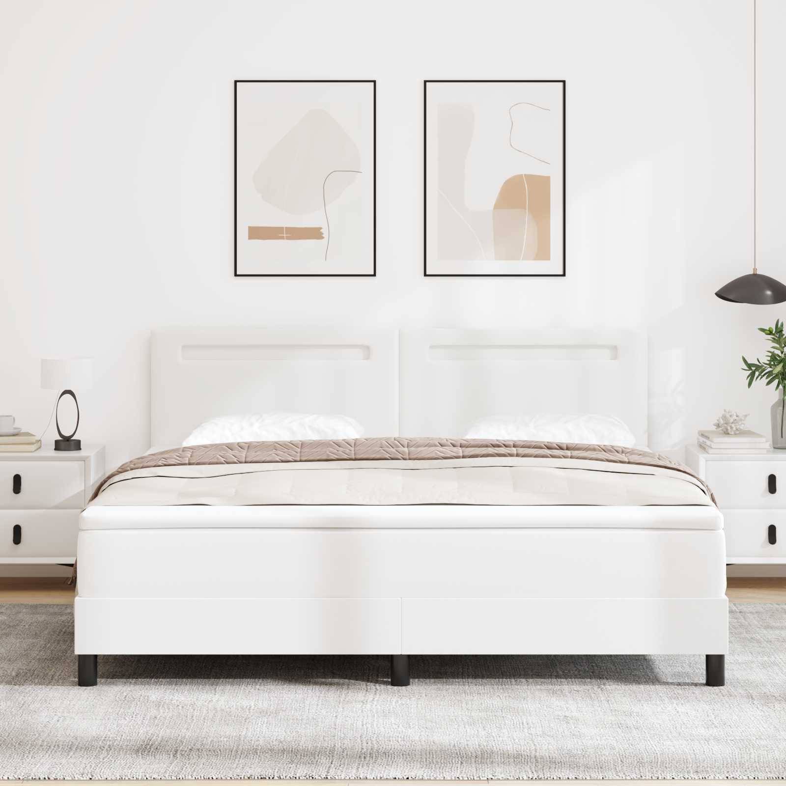 Κρεβάτι με ελατήρια με στρώμα Λευκό 180 x 200 cm Τεχνητό δέρμα - Pakobazaar
