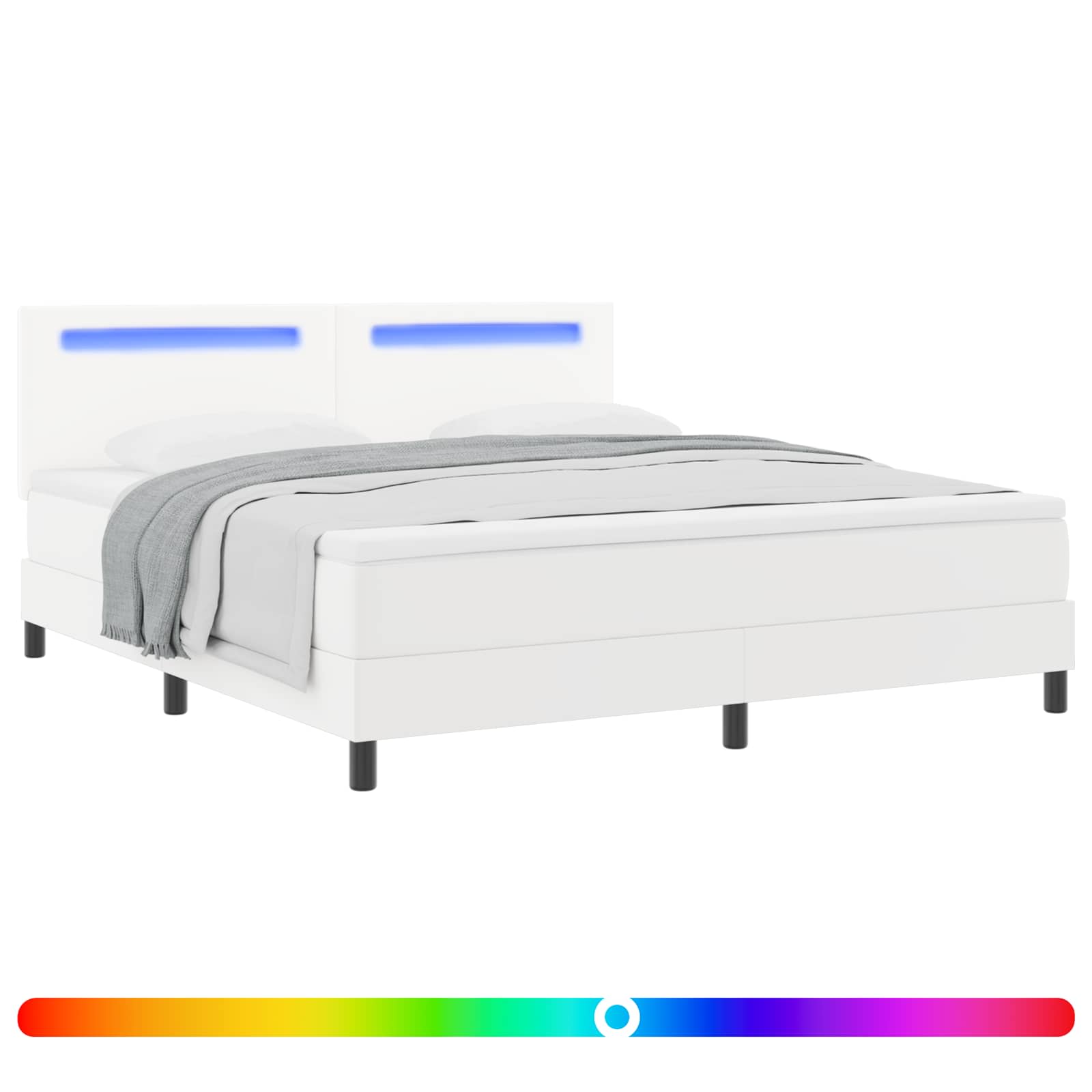 Κρεβάτι με ελατήρια με στρώμα Λευκό 180 x 200 cm Τεχνητό δέρμα - Pakobazaar