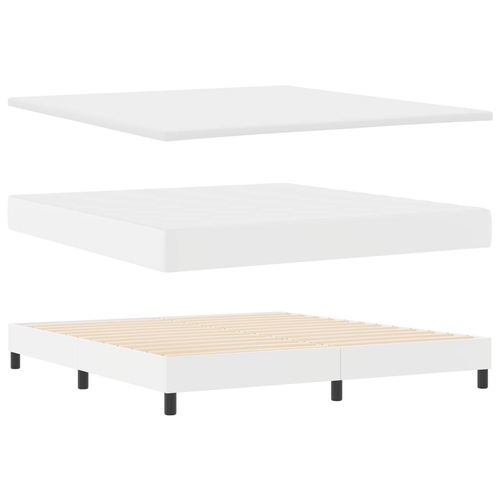 Κρεβάτι με ελατήρια με στρώμα Λευκό 180 x 200 cm Τεχνητό δέρμα - Pakobazaar