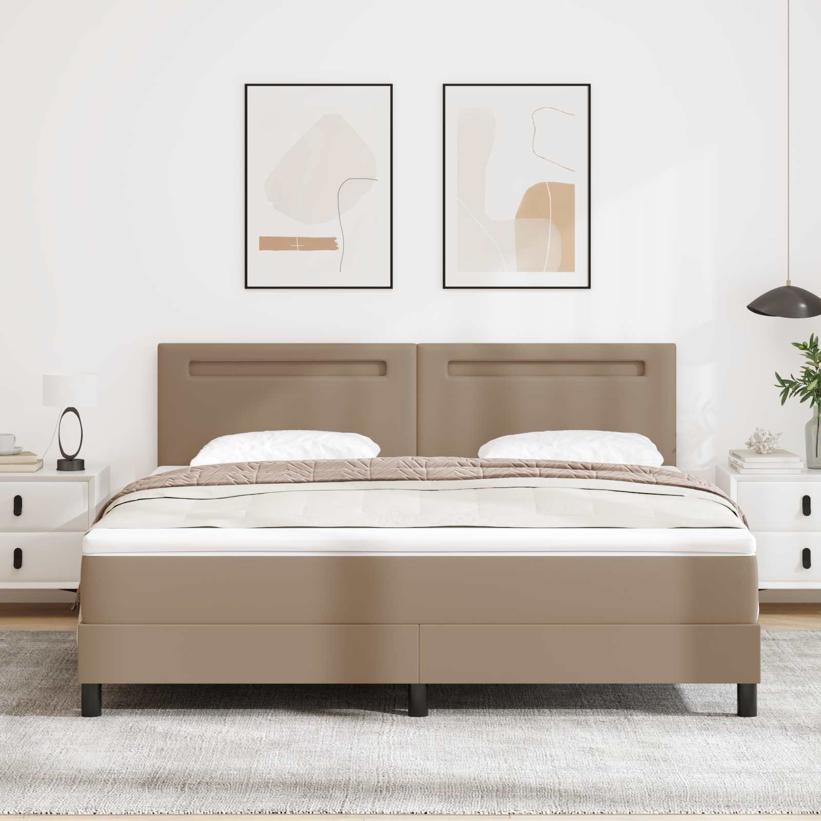 Κρεβάτι με ελατήρια Καπουτσίνο 180 x 200 cm Τεχνητό δέρμα - Pakobazaar