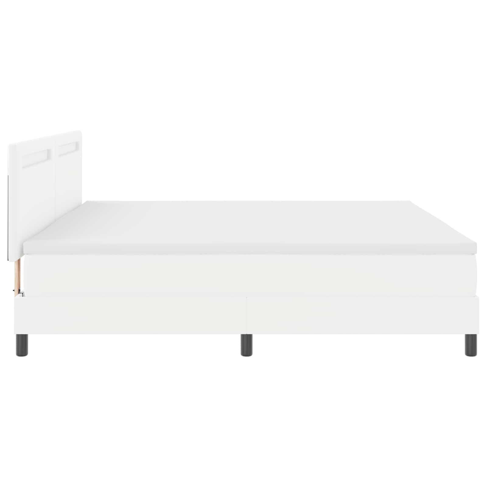 Κρεβάτι με ελατήρια με στρώμα Λευκό 200 x 200 cm Τεχνητό δέρμα - Pakobazaar