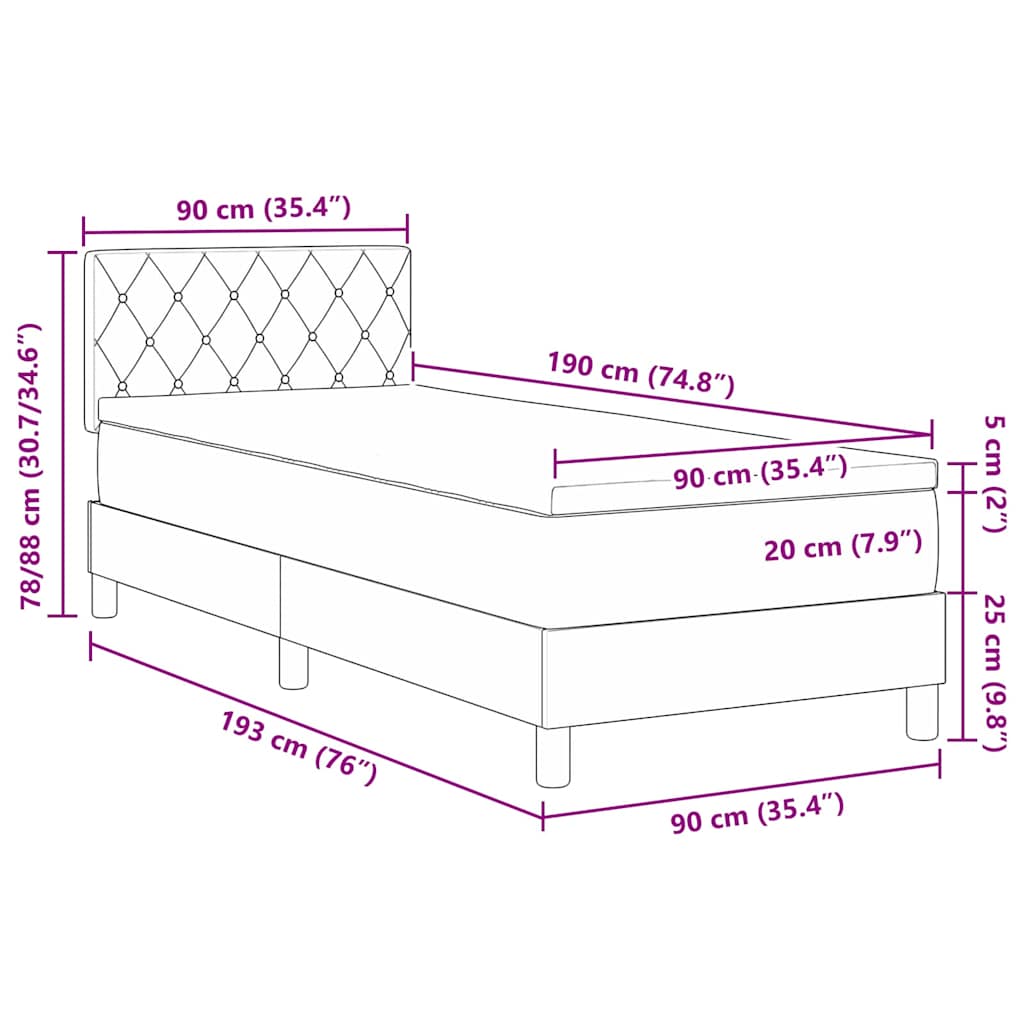 Κρεβάτι με ελατήρια Σκούρο Πράσινο 90 x 190 cm Βελούδο
