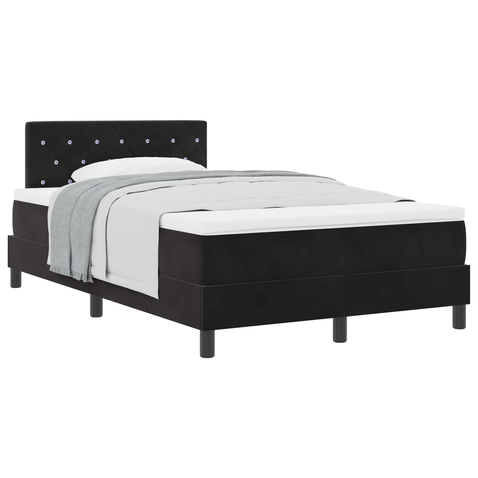 Κρεβάτι με ελατήρια με στρώμα Μαύρο 120 x 190 cm Βελούδο - Pakobazaar