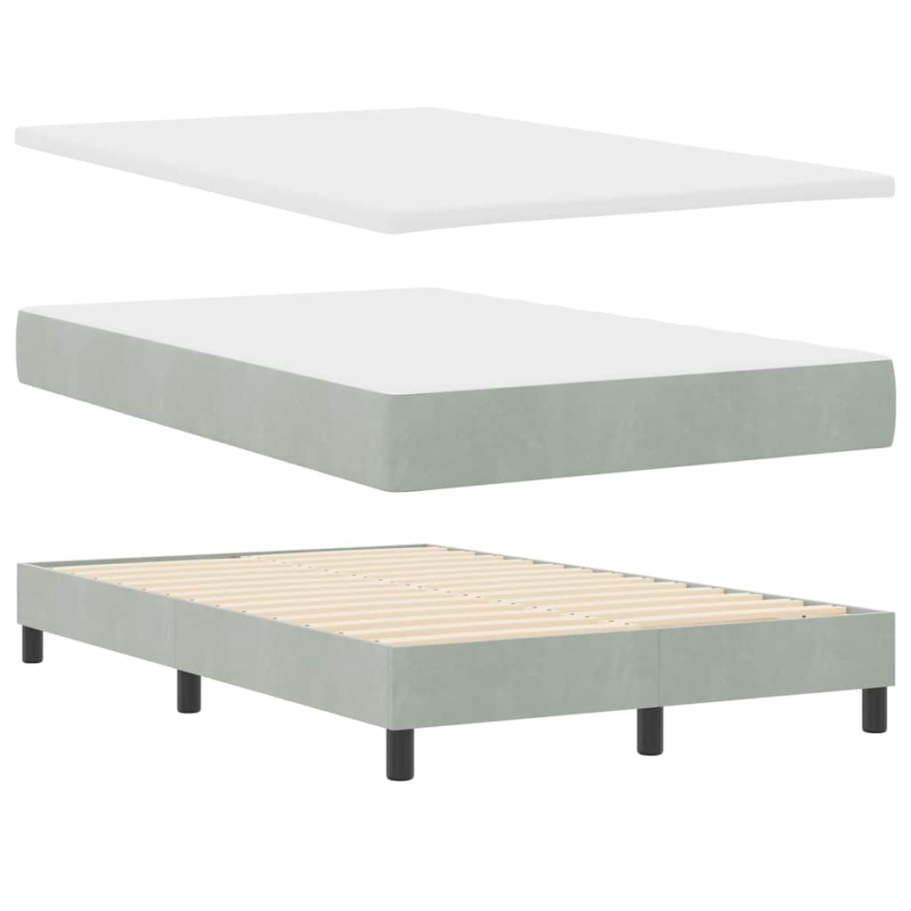 Κρεβάτι με ελατήρια με στρώμα Ανοιχτό γκρι 120 x 200 cm Βελούδο - Pakobazaar