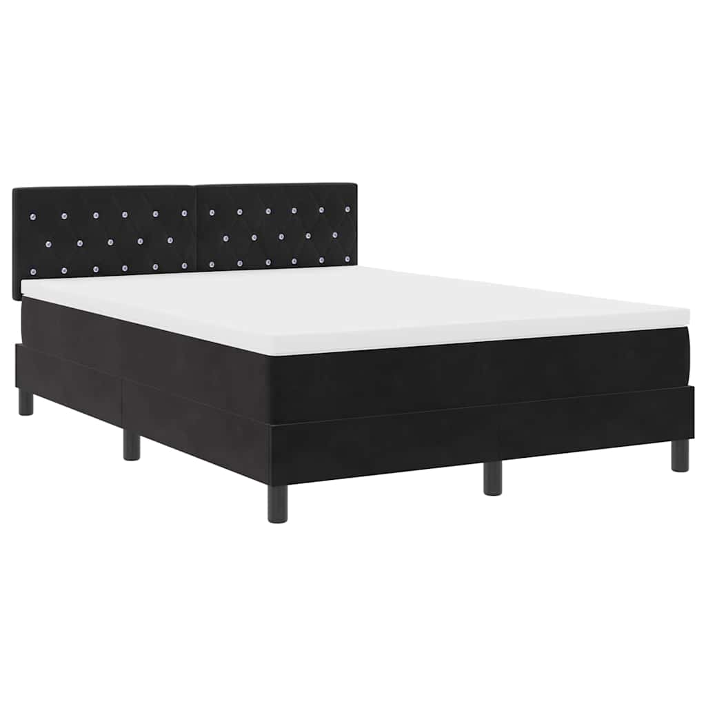 Κρεβάτι με ελατήρια με στρώμα Μαύρο 160 x 200 cm Βελούδο - Pakobazaar
