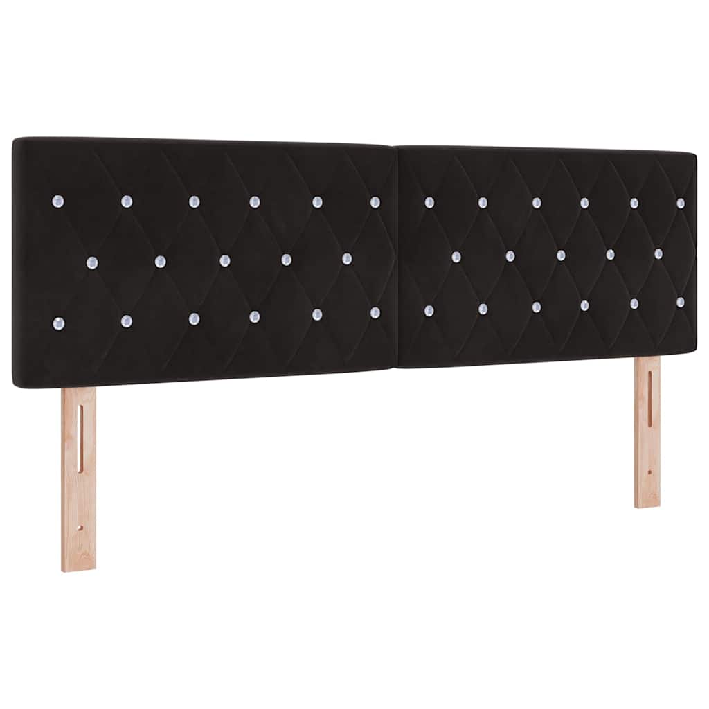 Κρεβάτι με ελατήρια με στρώμα Μαύρο 160 x 200 cm Βελούδο - Pakobazaar