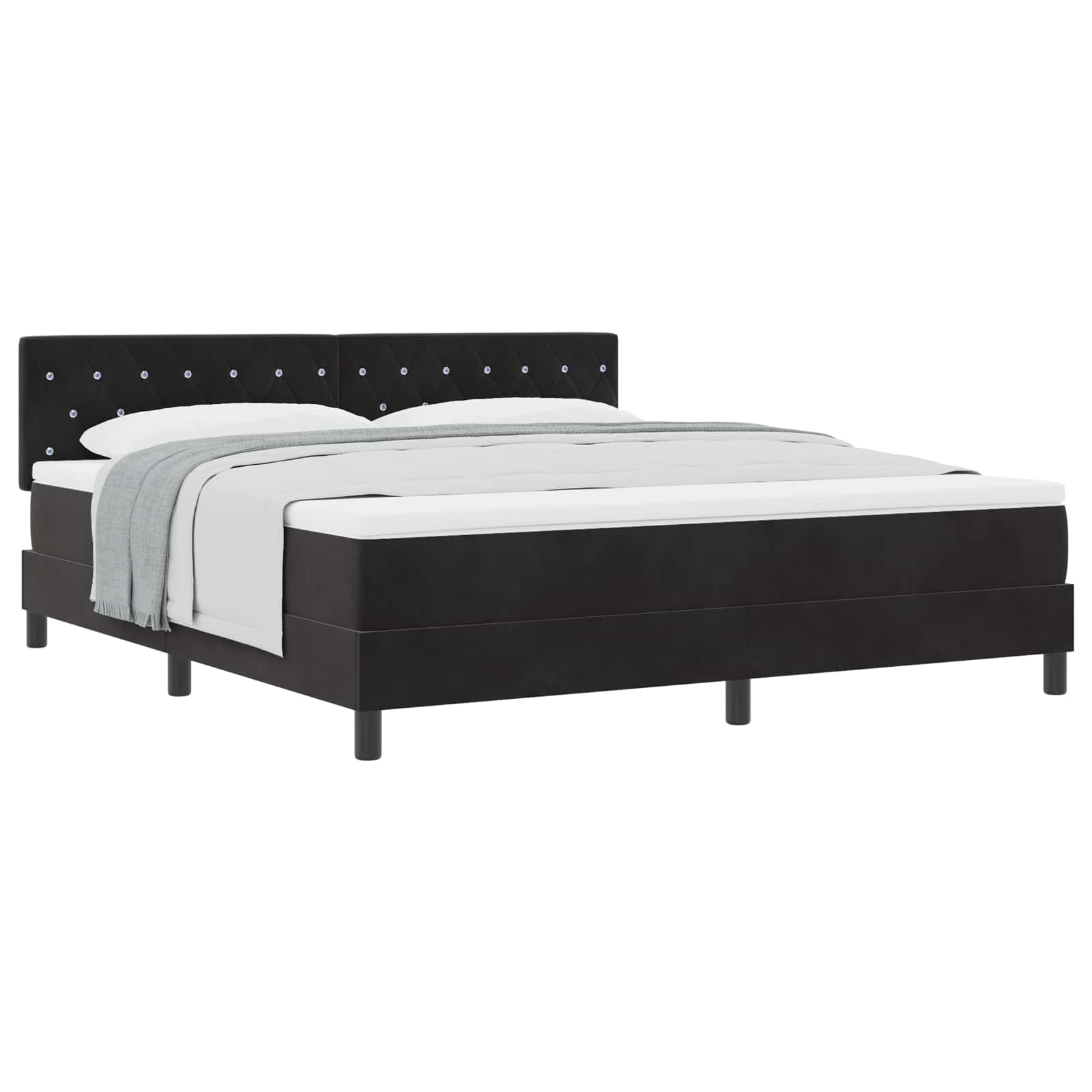 Κρεβάτι με ελατήρια με στρώμα Μαύρο 180 x 200 cm Βελούδο - Pakobazaar