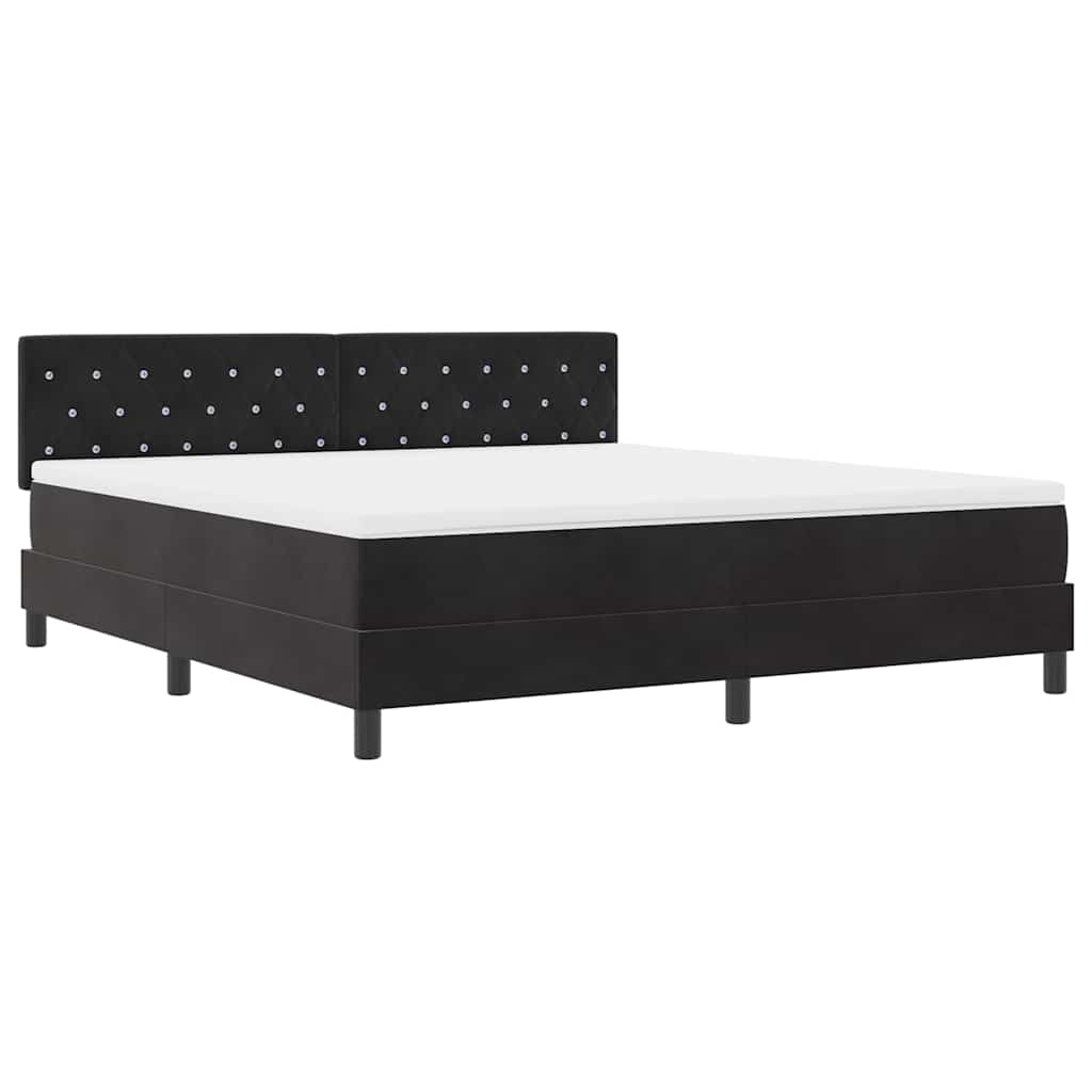 Κρεβάτι με ελατήρια με στρώμα Μαύρο 180 x 200 cm Βελούδο - Pakobazaar