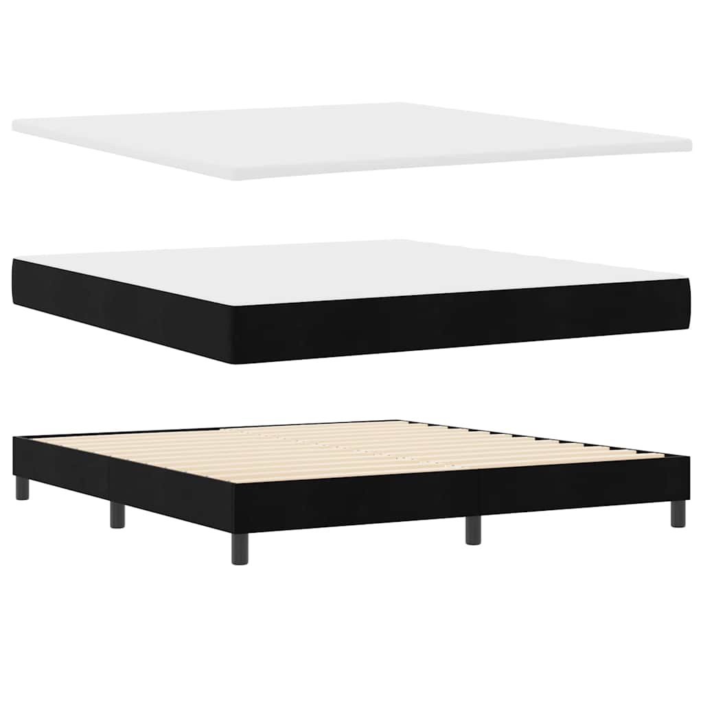 Κρεβάτι με ελατήρια με στρώμα Μαύρο 180 x 200 cm Βελούδο - Pakobazaar