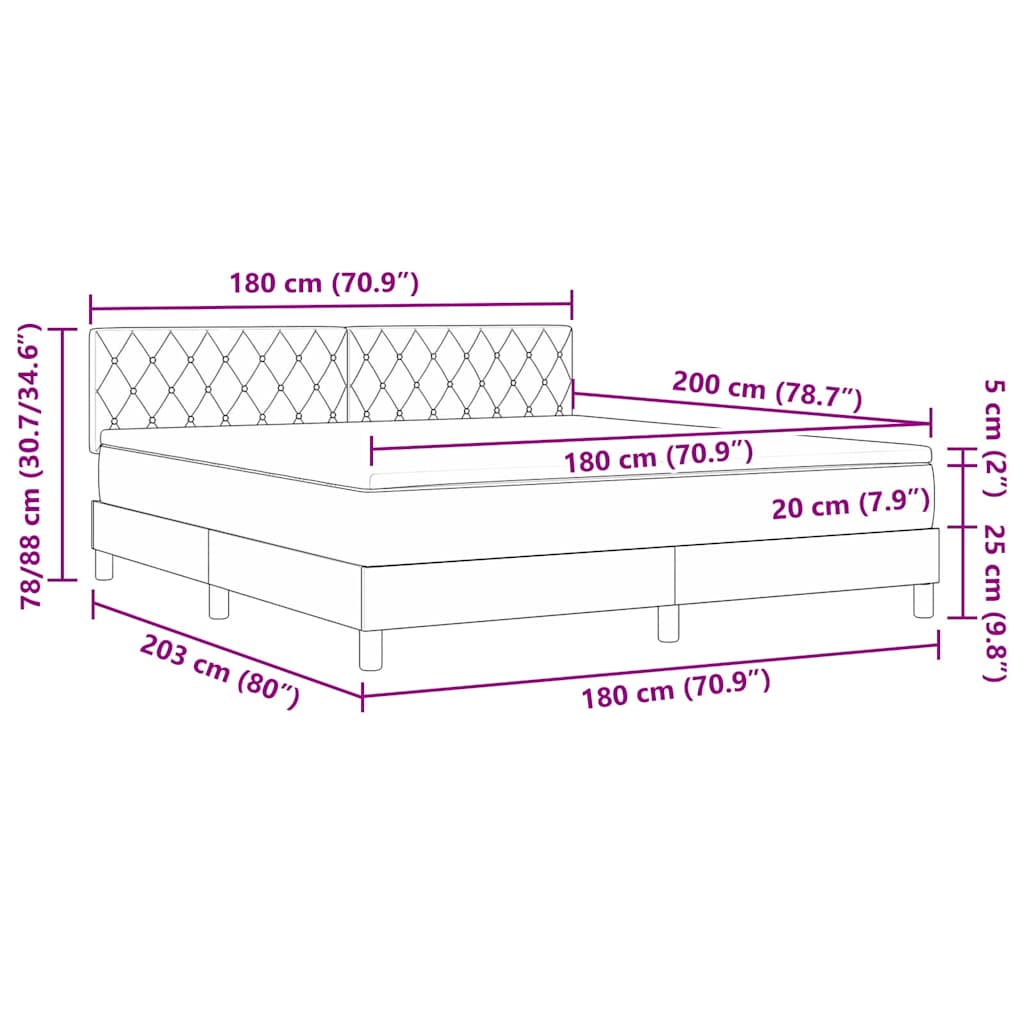 Κρεβάτι με ελατήρια με στρώμα Ροζ 180 x 200 cm Βελούδο - Pakobazaar