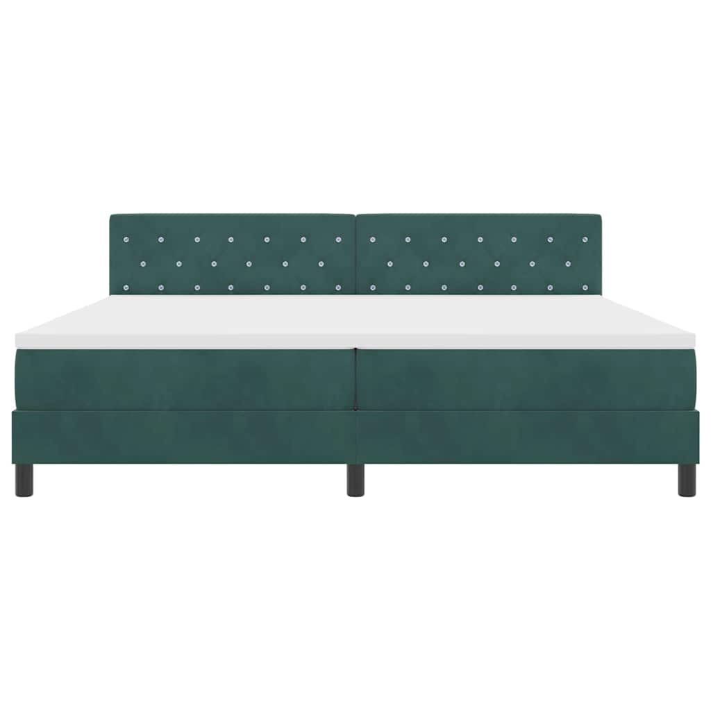 Κρεβάτι με ελατήρια Σκούρο Πράσινο 200 x 200 cm Βελούδο - Pakobazaar