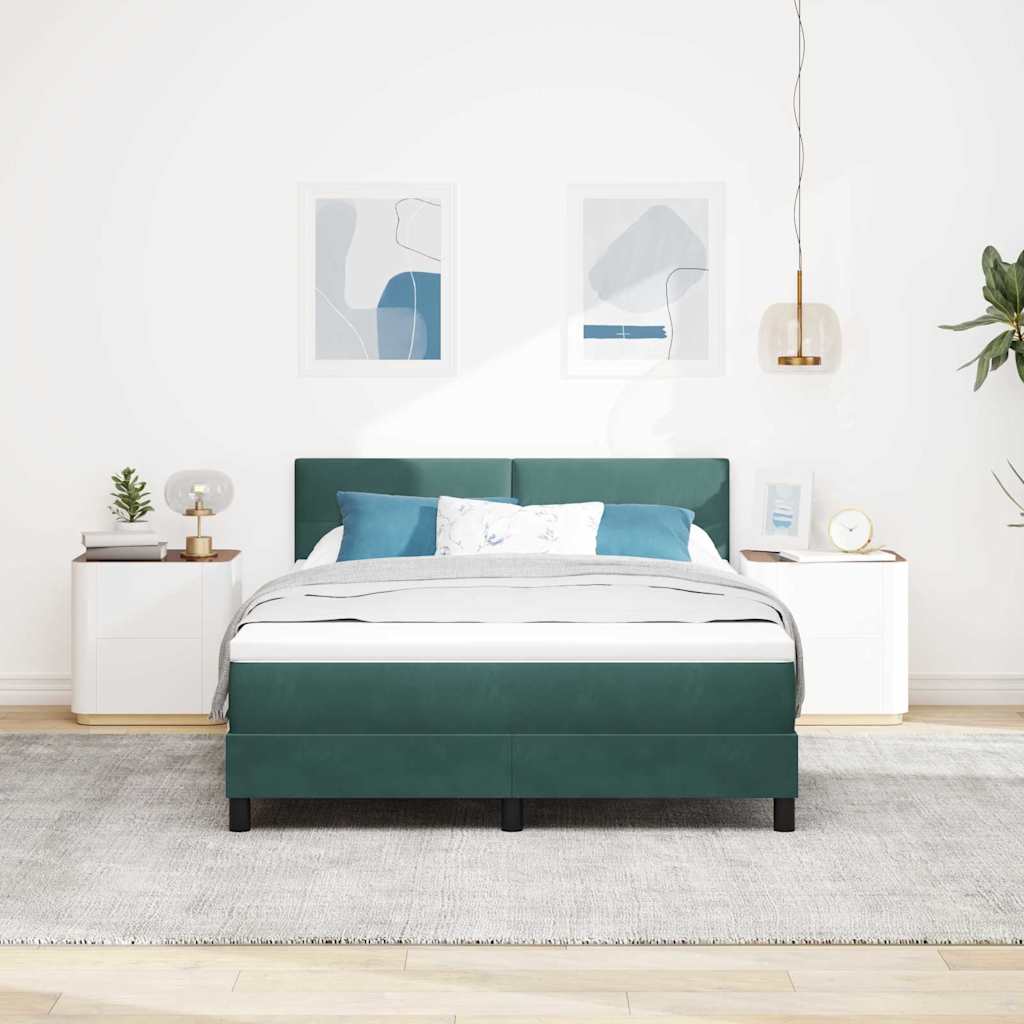 Κρεβάτι με ελατήρια Σκούρο Πράσινο 160 x 200 cm Βελούδο - Pakobazaar