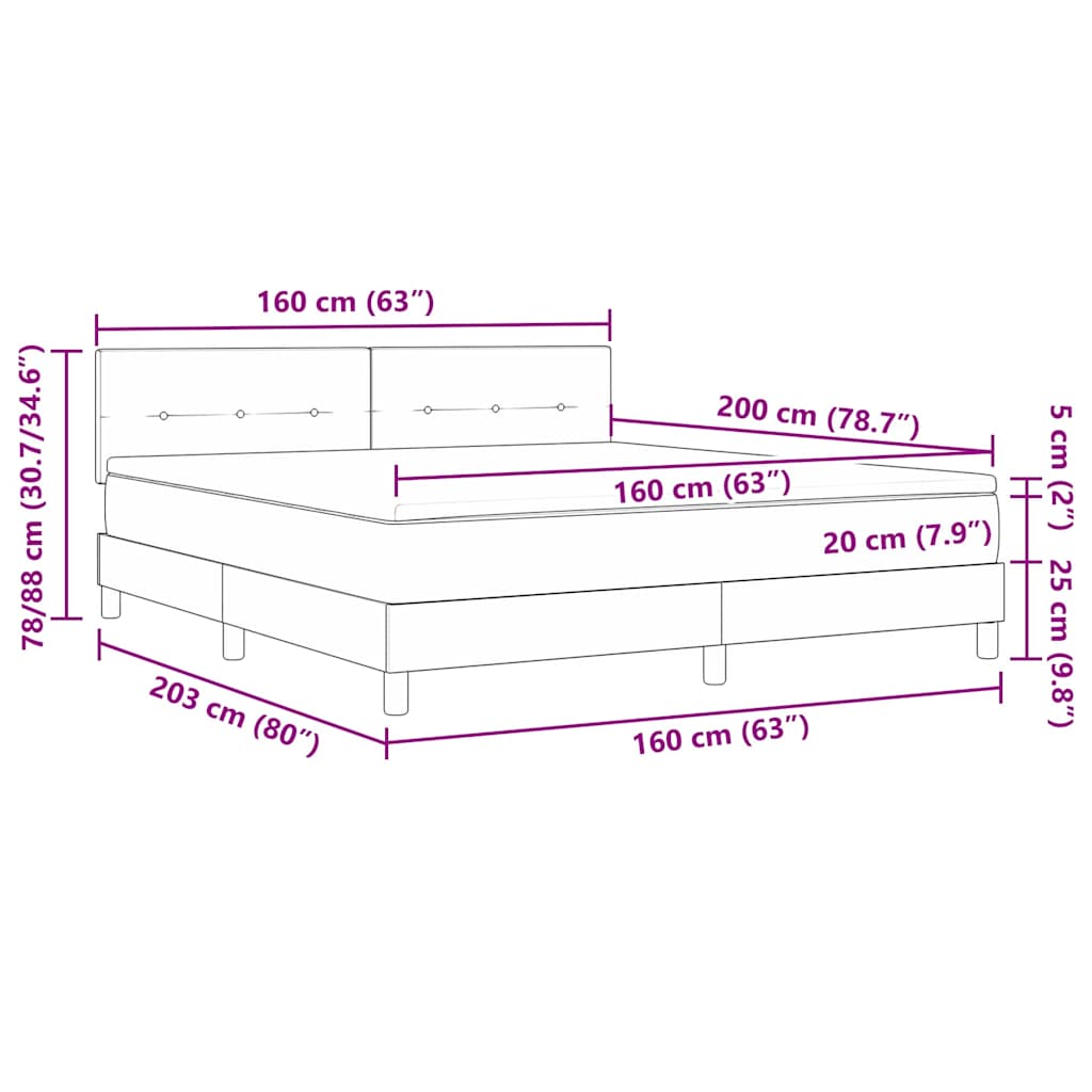 Κρεβάτι με ελατήρια Σκούρο Πράσινο 160 x 200 cm Βελούδο - Pakobazaar