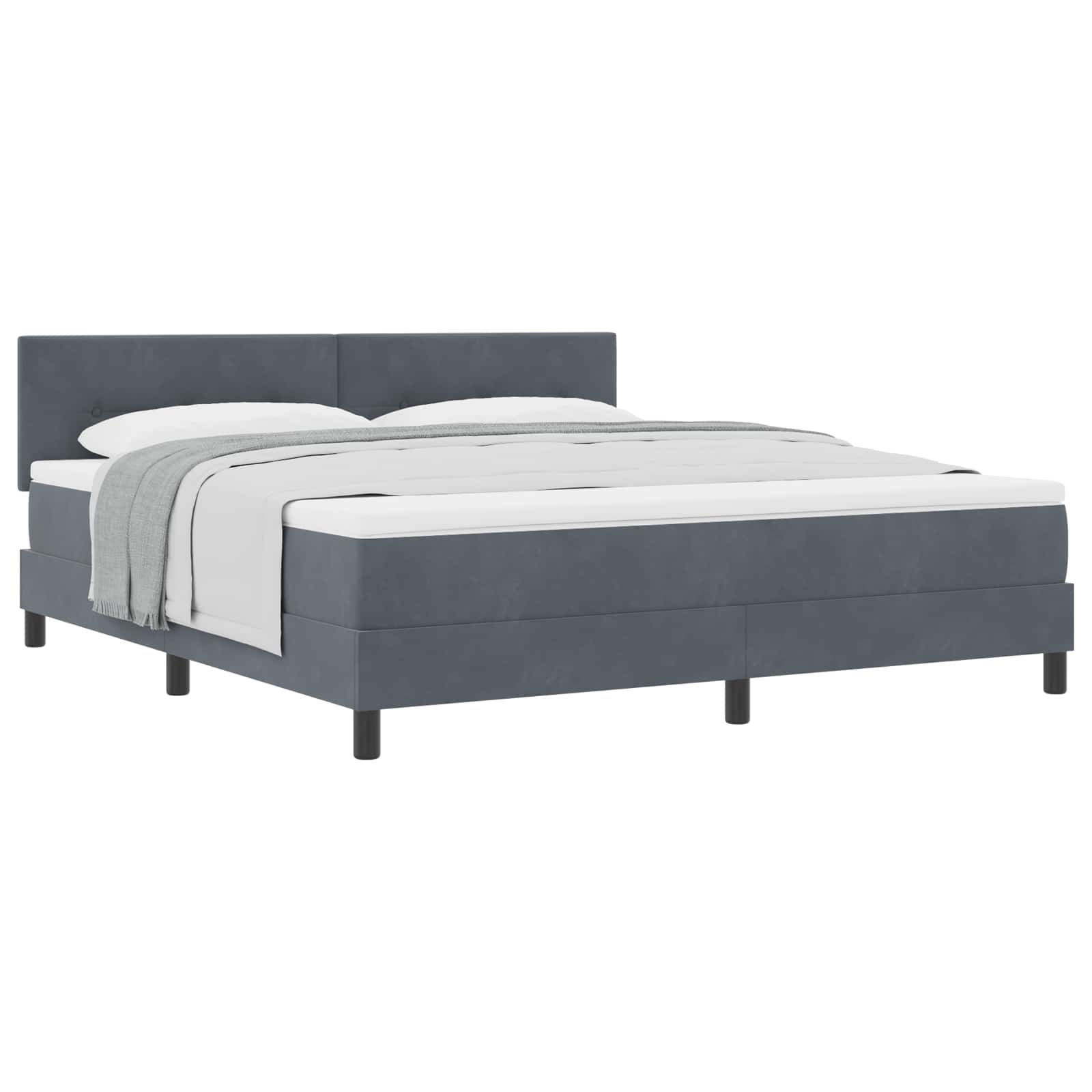 Κρεβάτι με ελατήρια με στρώμα Σκούρο Γκρι 180 x 200 cm Βελούδο - Pakobazaar